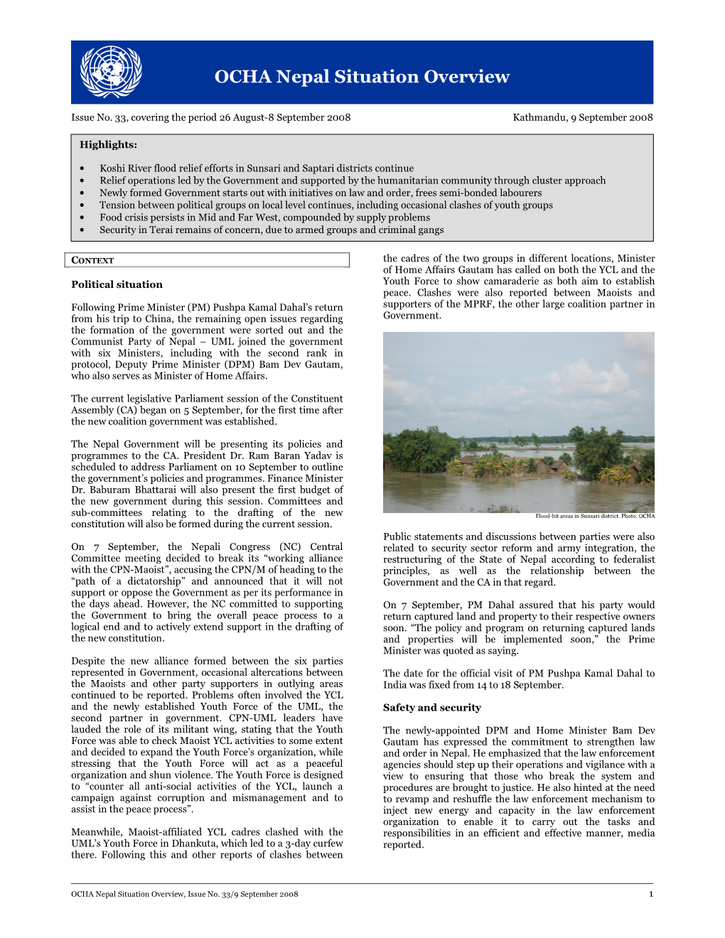 F OCHA Nepal Situation Overview