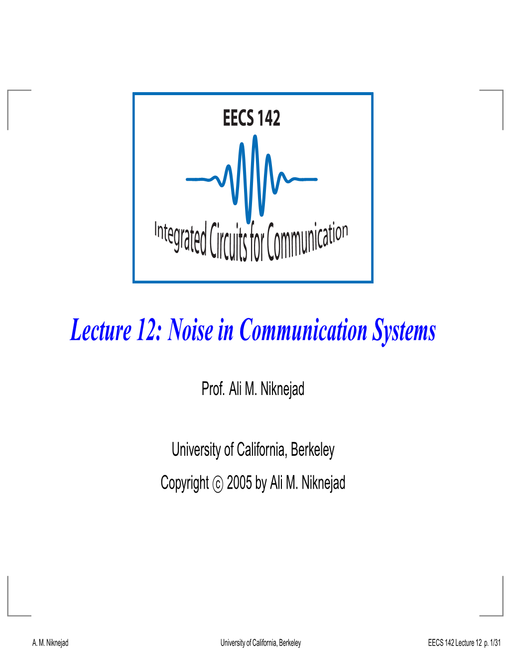 Noise in Communication Systems