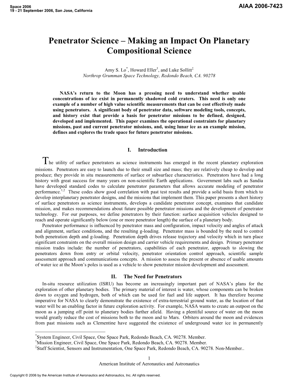 Penetrator Science Œ Making an Impact on Planetary Compositional