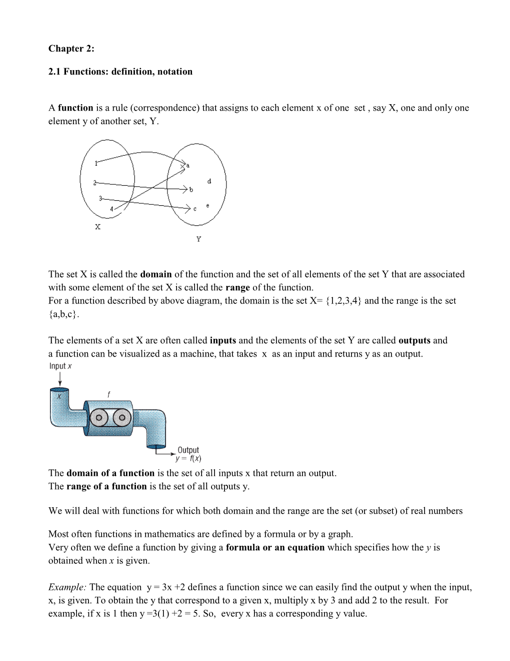 2.1 Functions: Definition, Notation a Function Is a Rule (Correspondence)