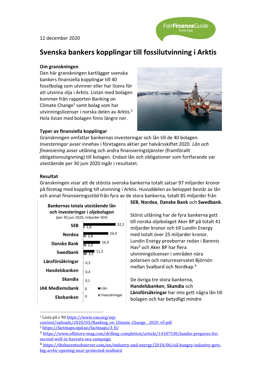 Svenska Bankers Kopplingar Till Fossilutvinning I Arktis