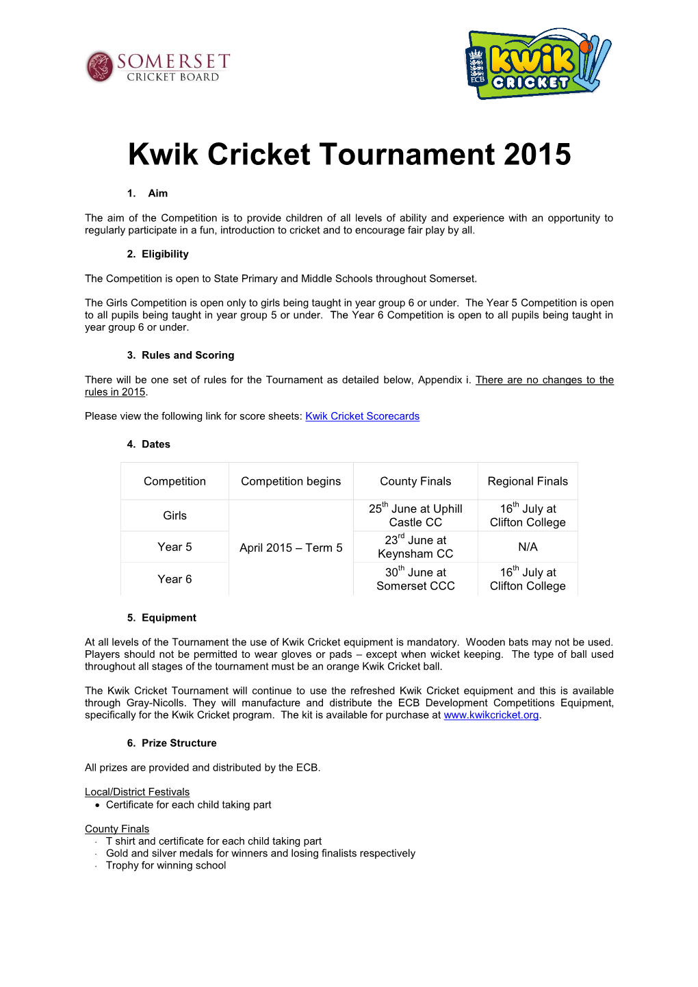 Kwik Cricket Tournament 2015