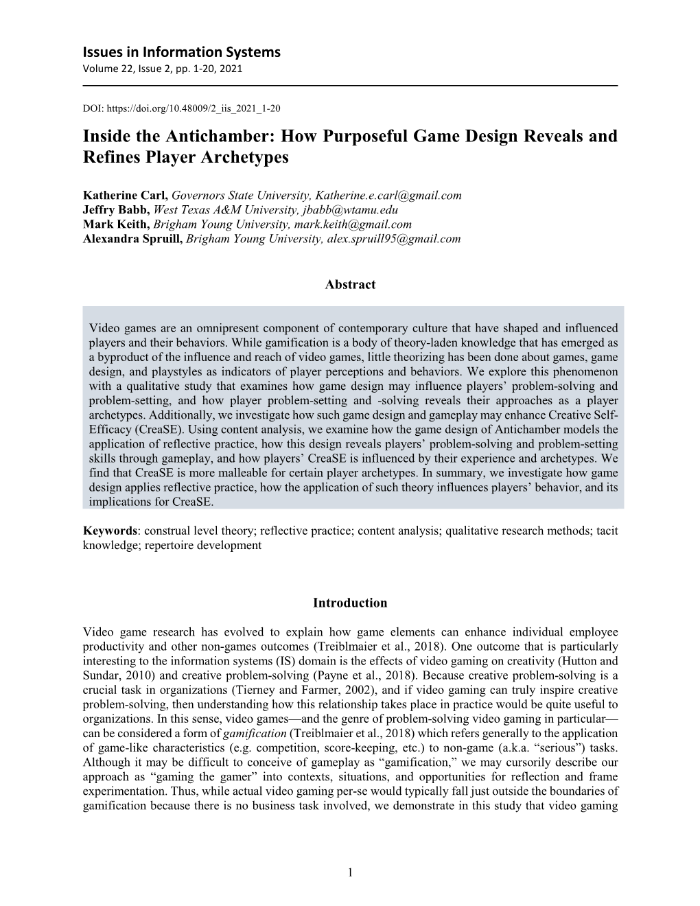 Inside the Antichamber: How Purposeful Game Design Reveals and Refines Player Archetypes