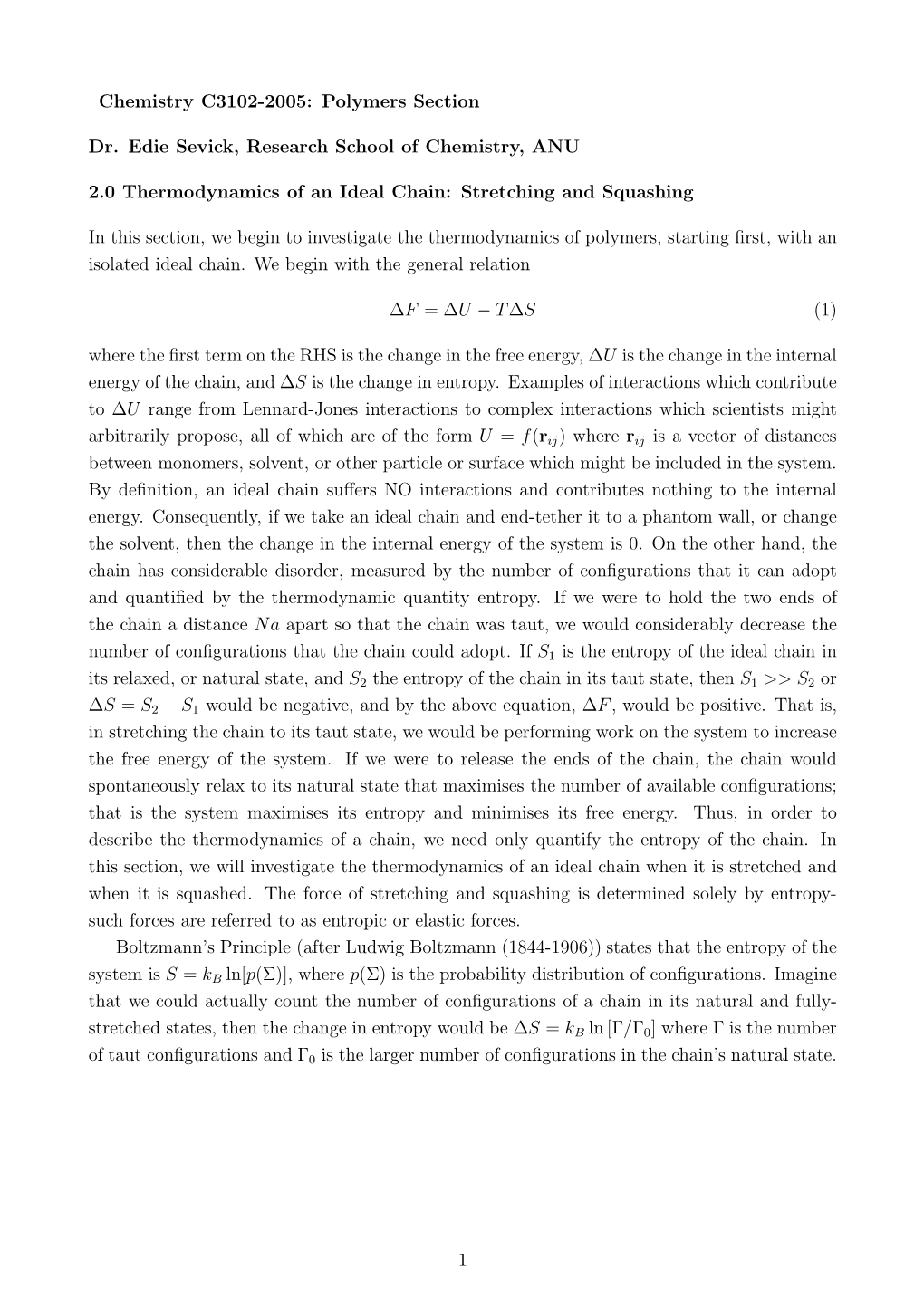 Chemistry C3102-2005: Polymers Section