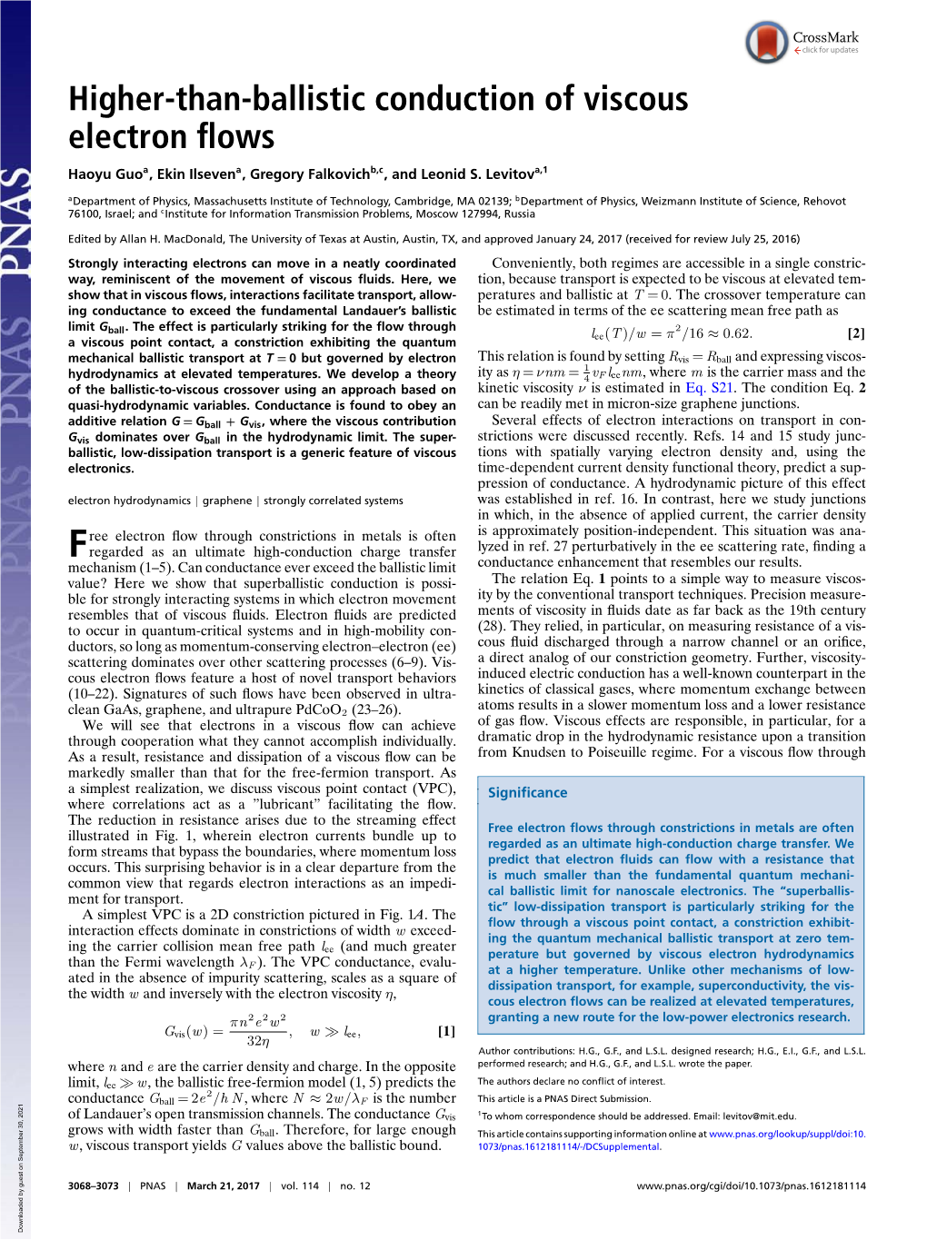 Higher-Than-Ballistic Conduction of Viscous Electron Flows