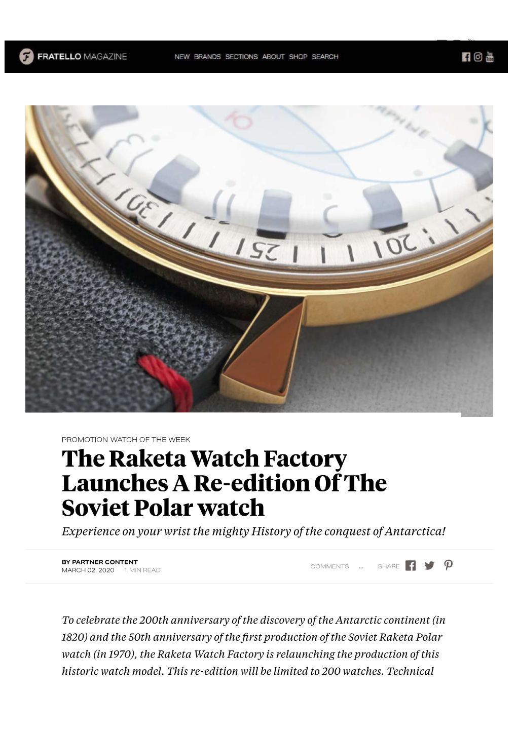 The Raketa Watch Factory Launches a Re-Edition of the Soviet Polar Watch