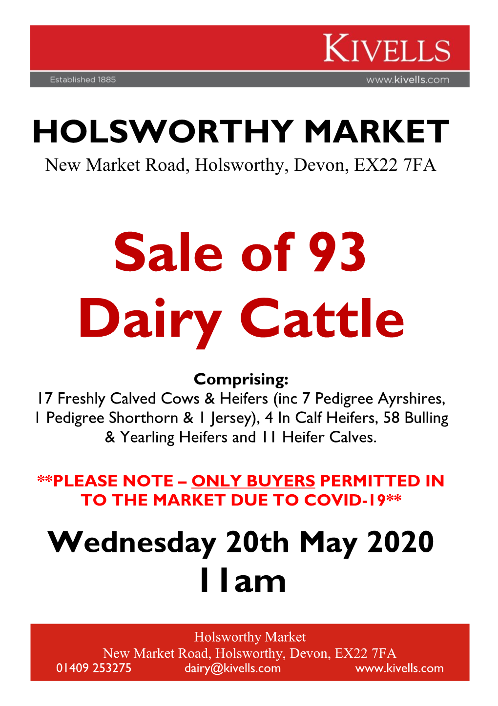 Sale of 93 Dairy Cattle