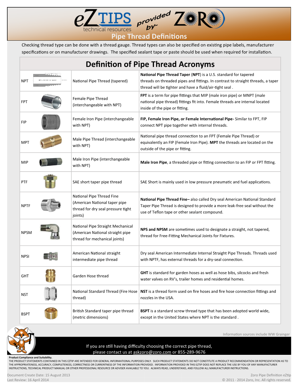 Definition of Pipe Thread Acronyms National Pipe Thread Taper (NPT) Is a U.S