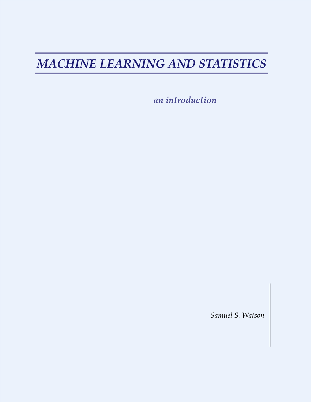 Machine Learning and Statistics