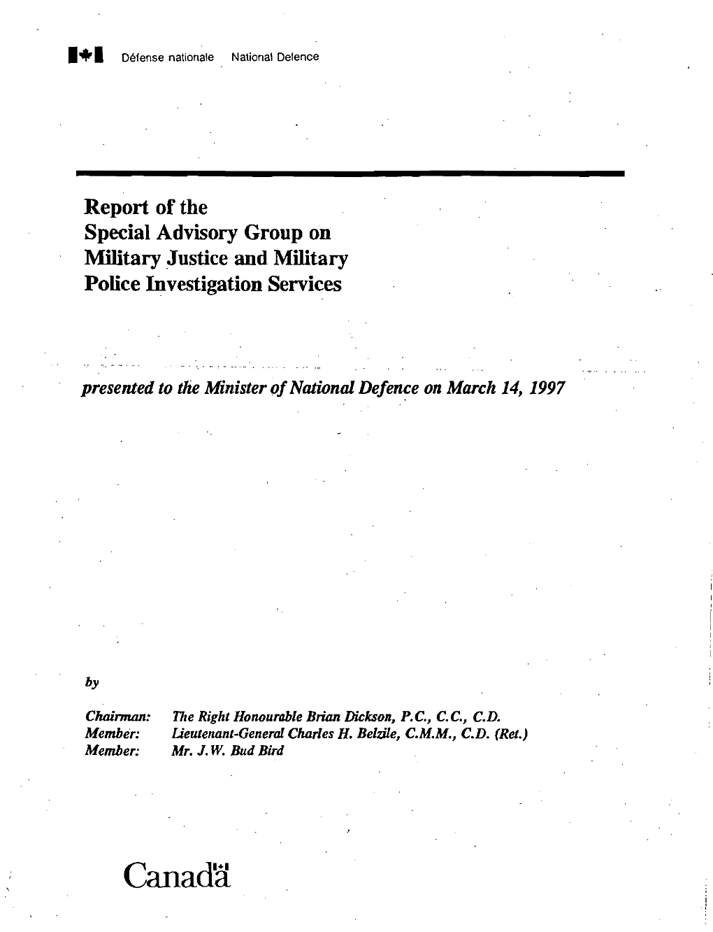 Report of the Special Advisory Group on Military Justice and Military Police Investigation Services