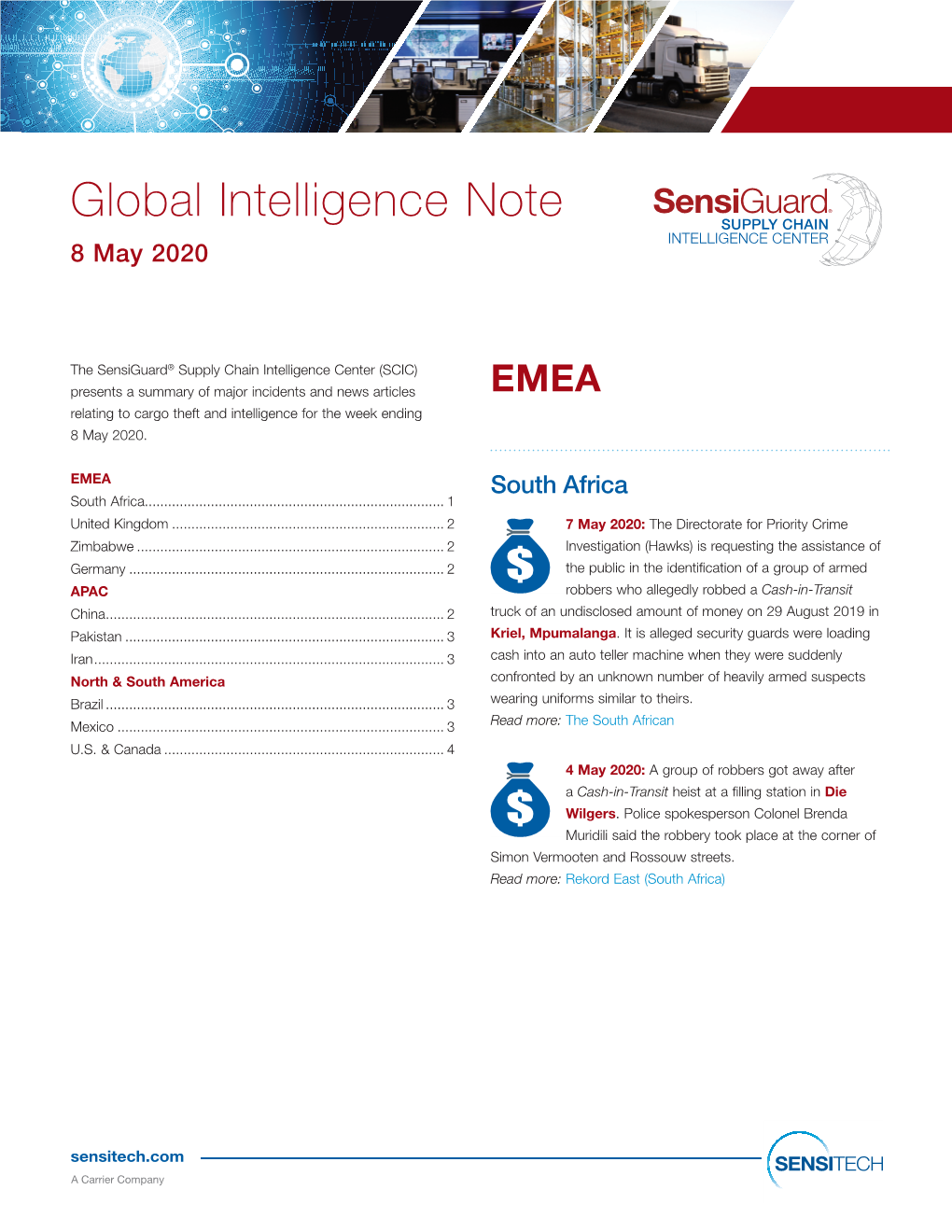 Global Intelligence Note SUPPLY CHAIN INTELLIGENCE CENTER 8 May 2020