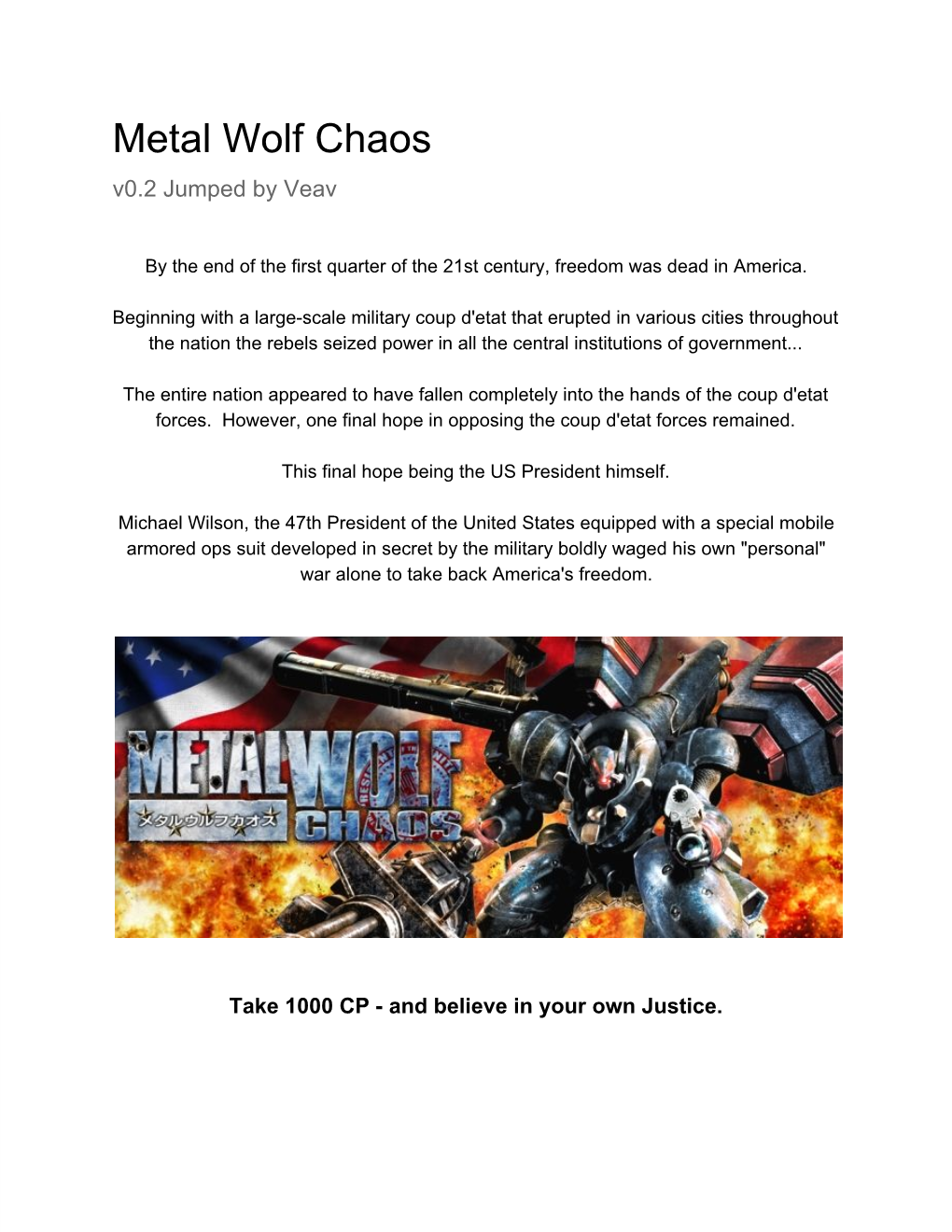 Metal Wolf Chaos V0.2 Jumped by Veav
