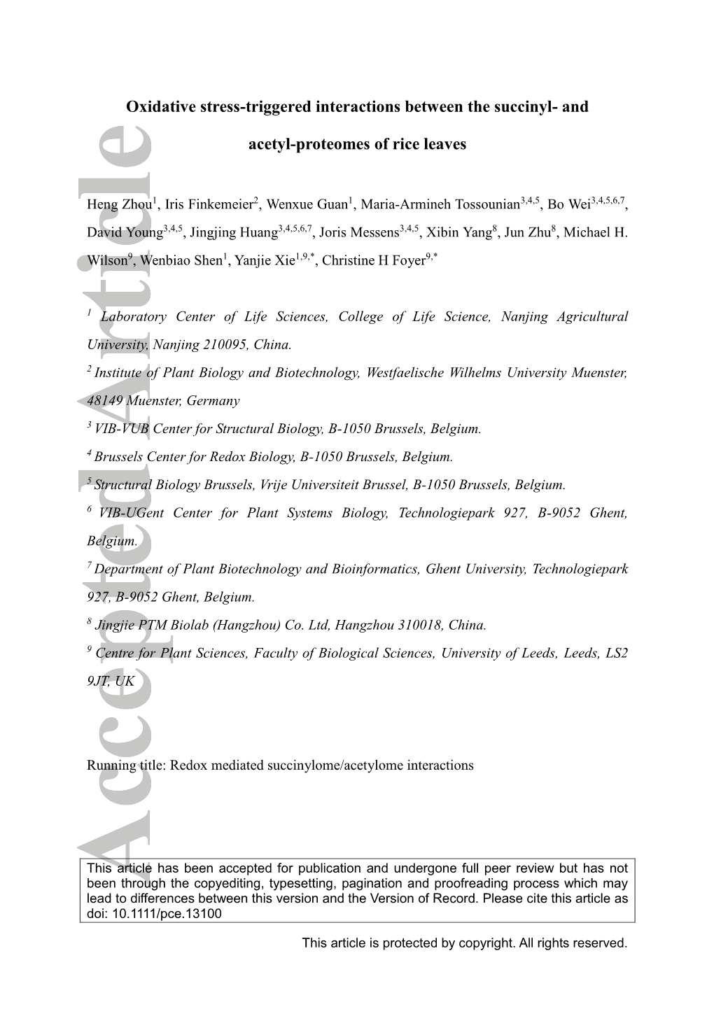 Oxidative Stress-Triggered Interactions Between the Succinyl- and Acetyl