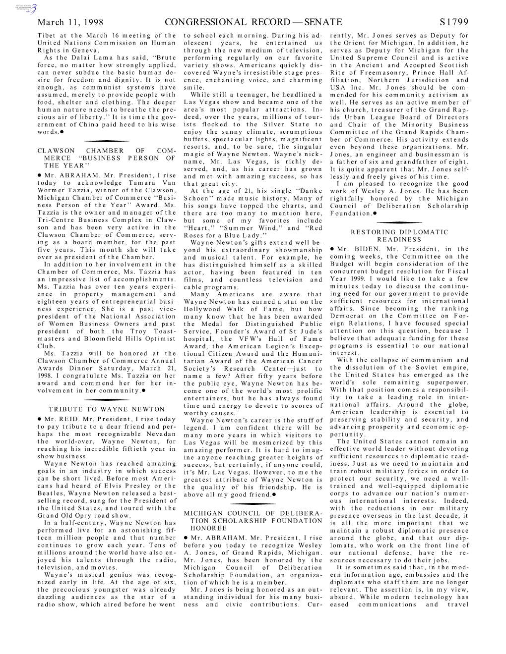 Congressional Record—Senate S1799