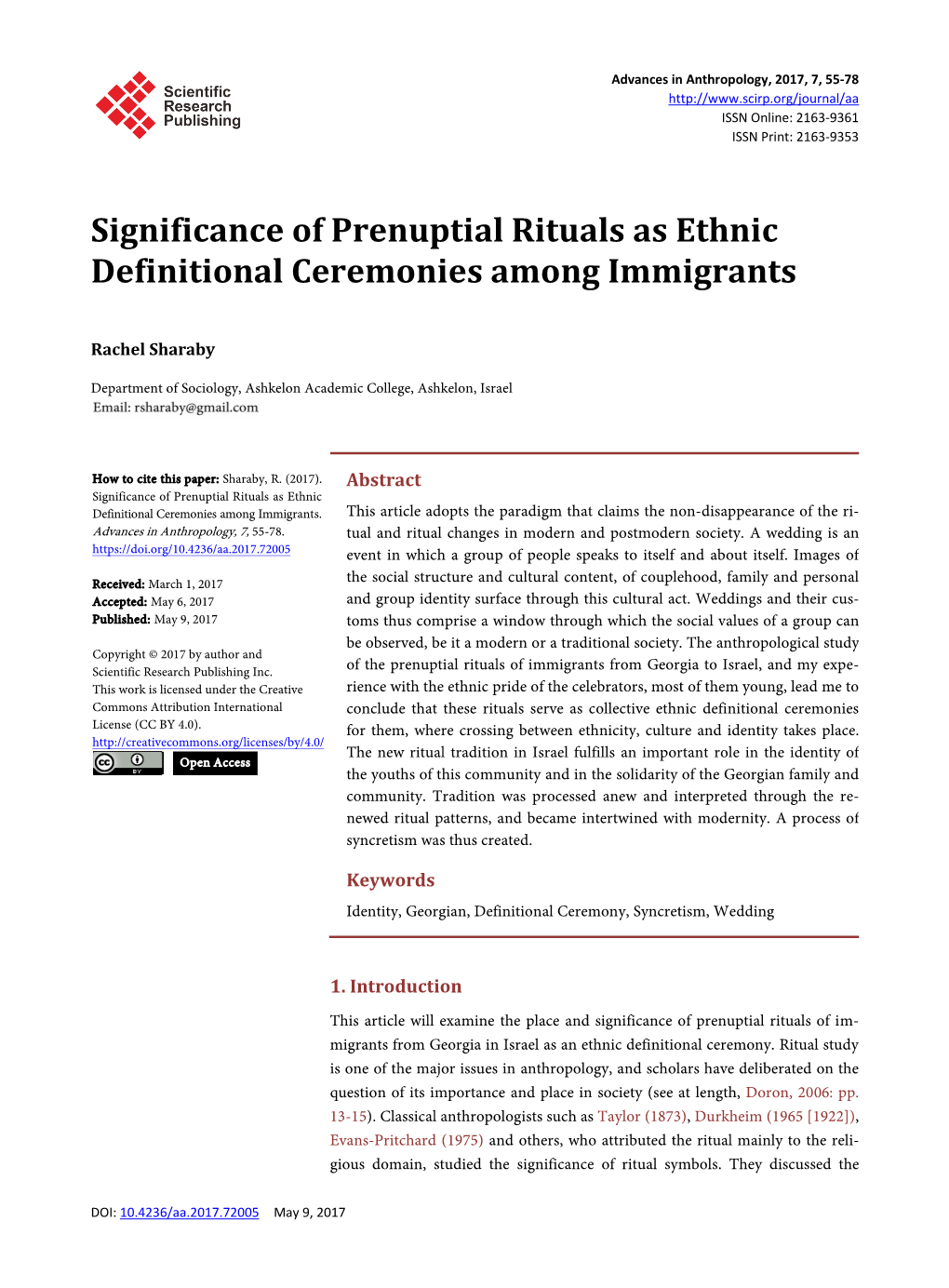 Significance of Prenuptial Rituals As Ethnic Definitional Ceremonies Among Immigrants