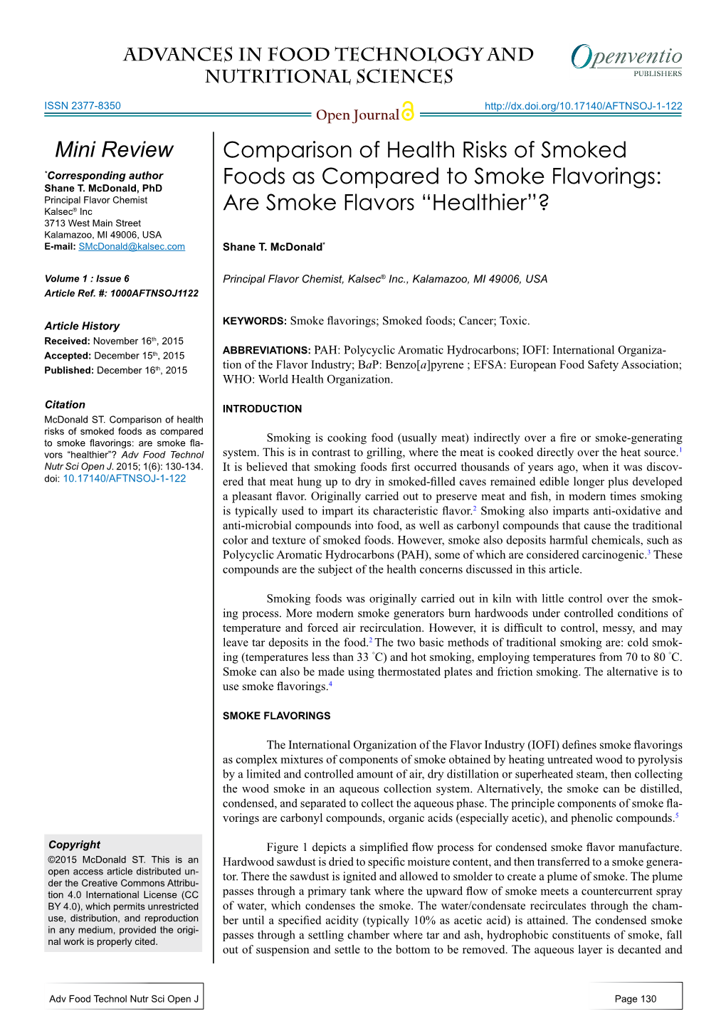 Comparison of Health Risks of Smoked Foods As Compared To