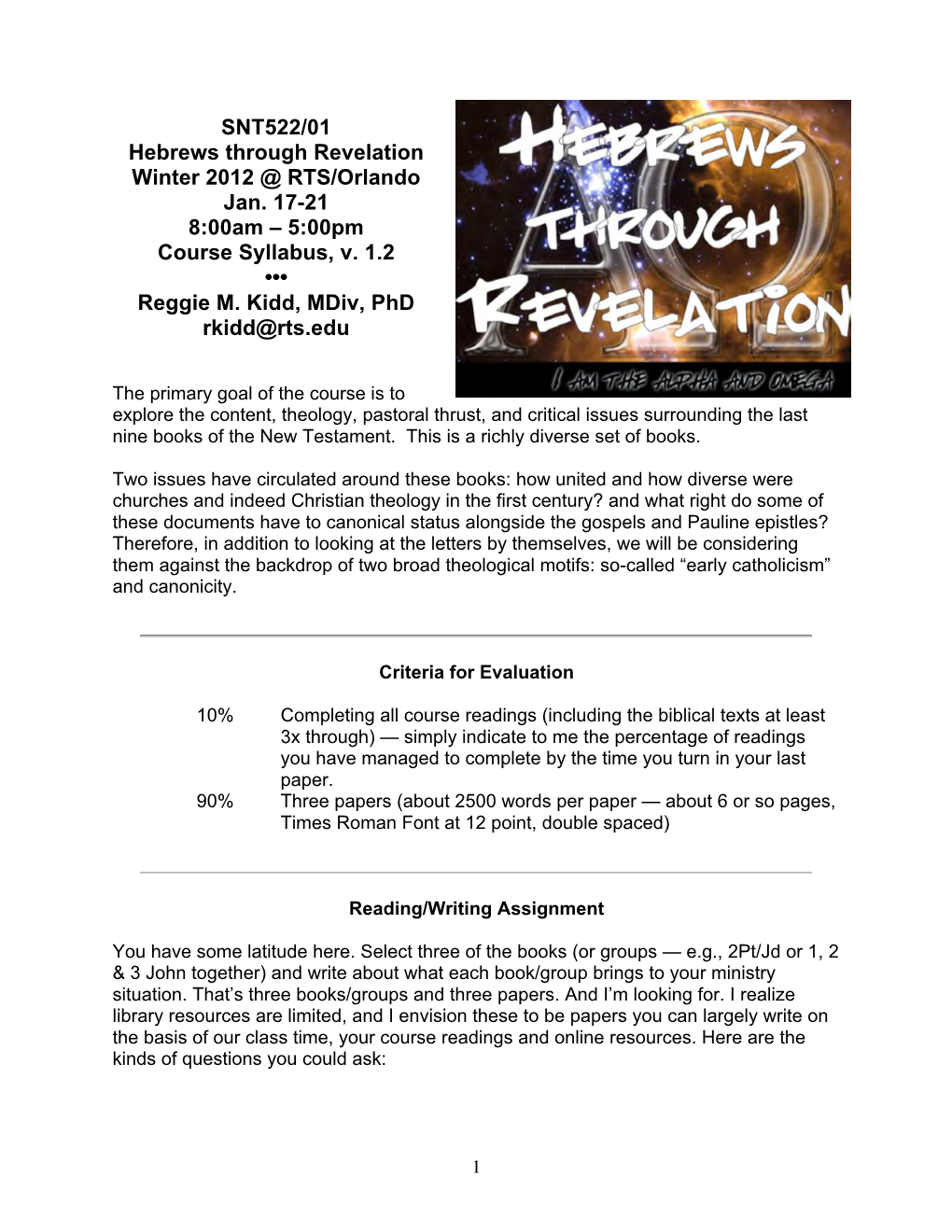 2011-2012 03 2NT522 Hebrews to Revelation