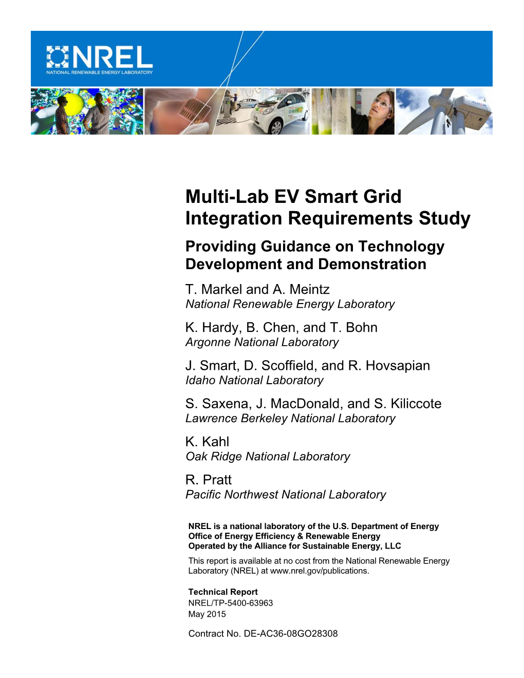 Multi-Lab EV Smart Grid Integration Requirements Study Providing Guidance on Technology Development and Demonstration T