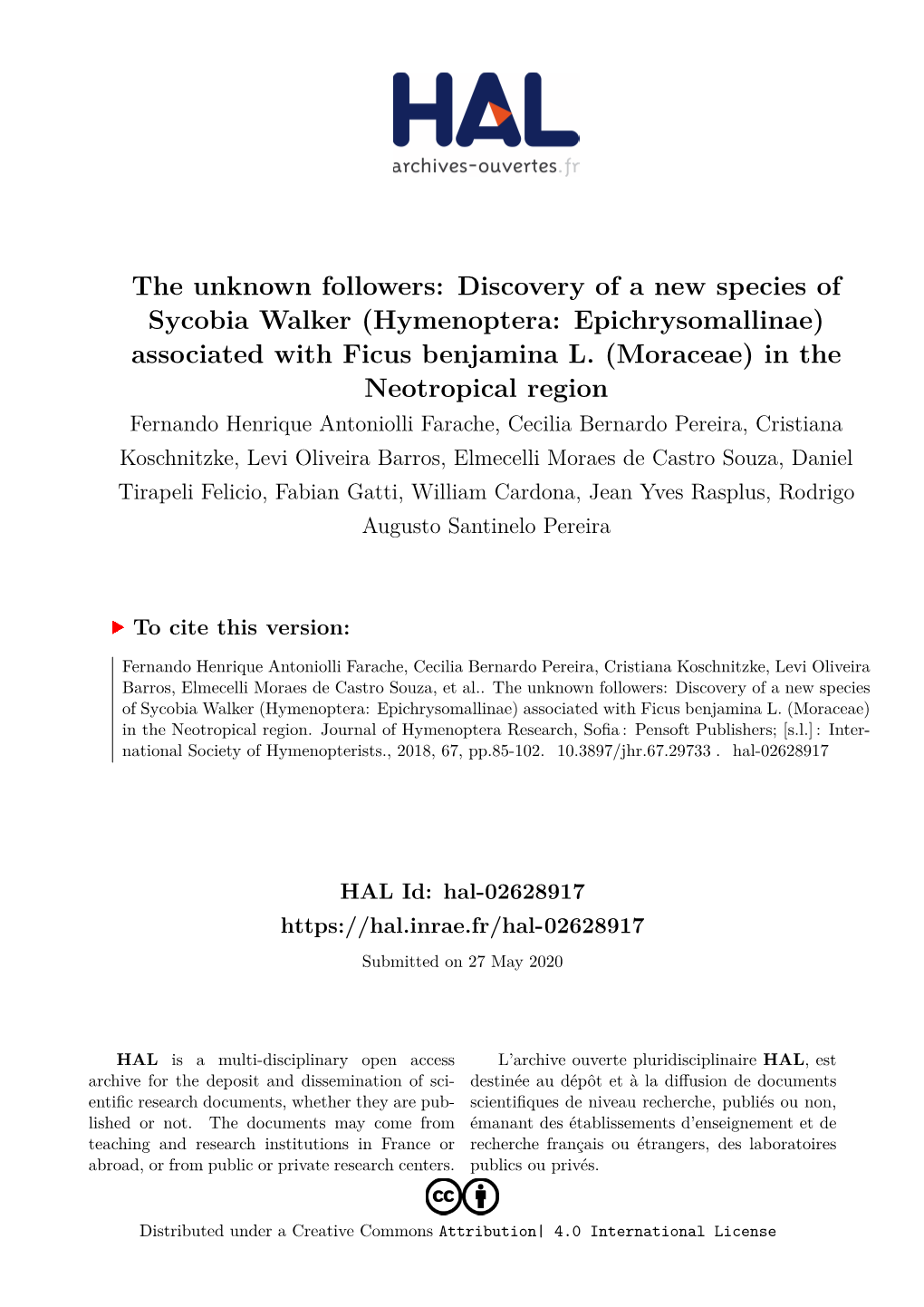 (Hymenoptera: Epichrysomallinae) Associated with Ficus Benjamina L