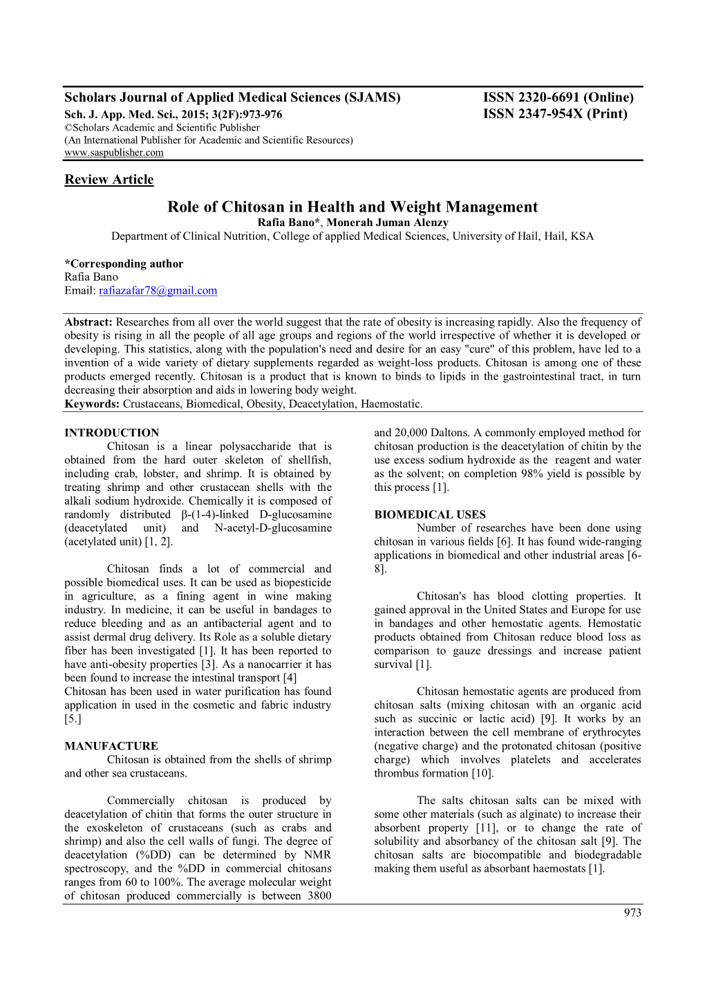 Role of Chitosan in Health and Weight Management