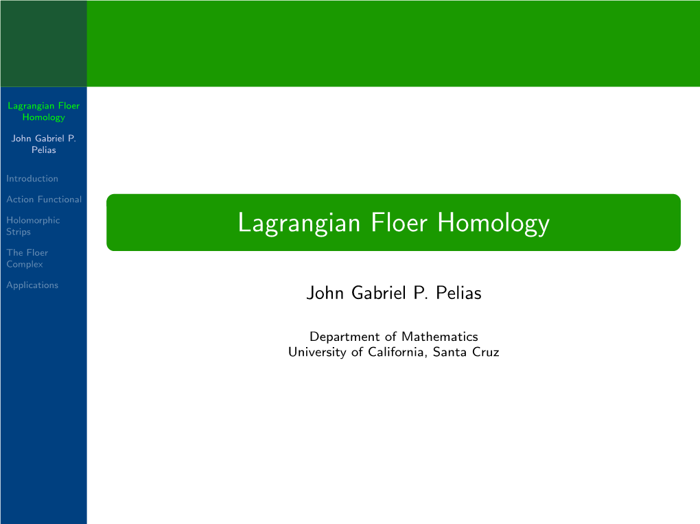 Lagrangian Floer Homology