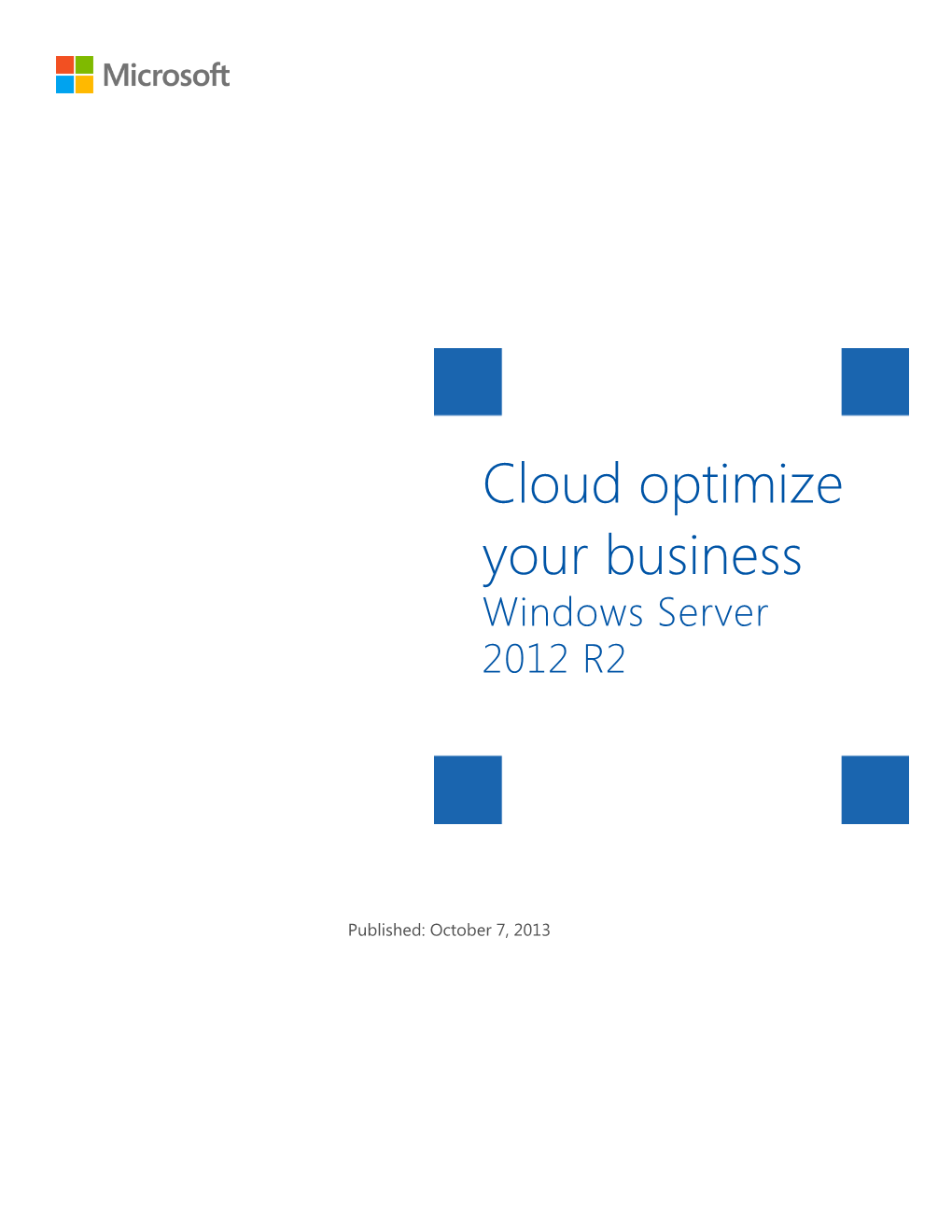 Cloud Optimize Your Business Windows Server 2012 R2