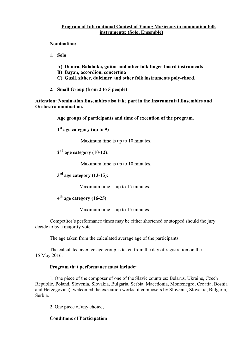 Solo, Ensemble) Nomination: 1. Solo A