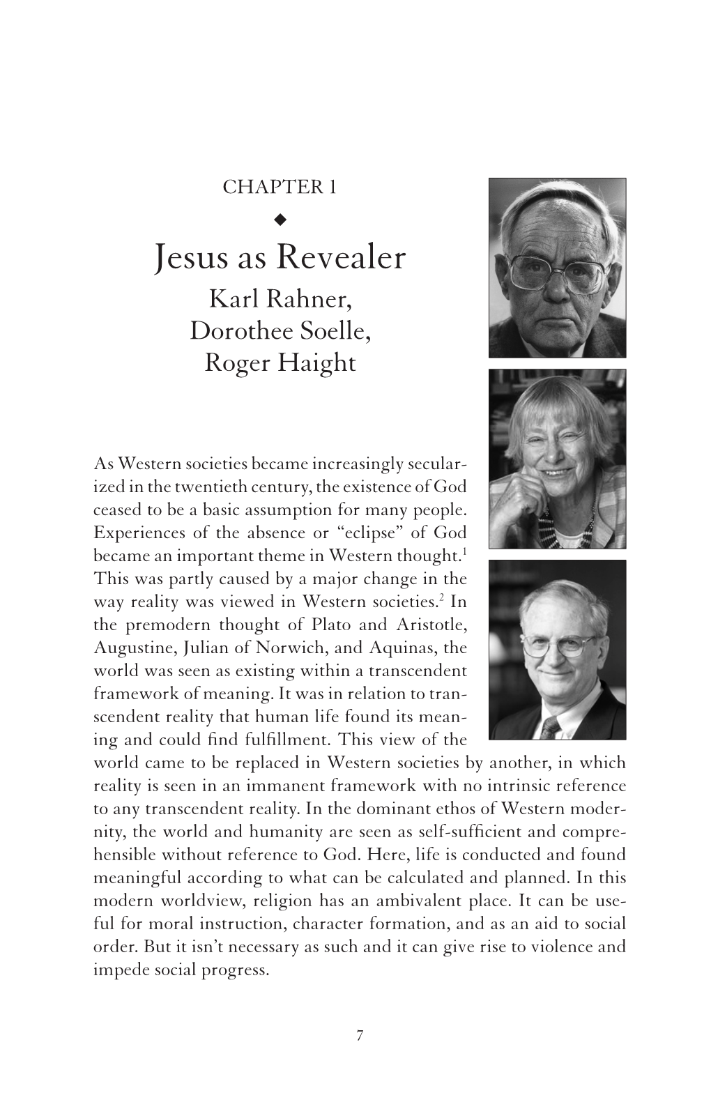 Jesus As Revealer Karl Rahner, Dorothee Soelle, Roger Haight