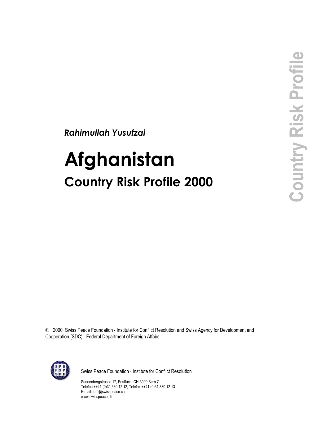 Afghanistan Country Risk Profile