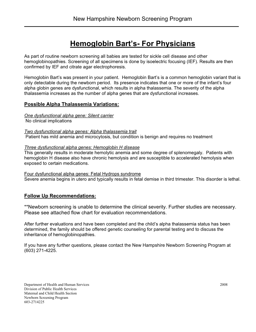 Hemoglobin Bart's- for Physicians