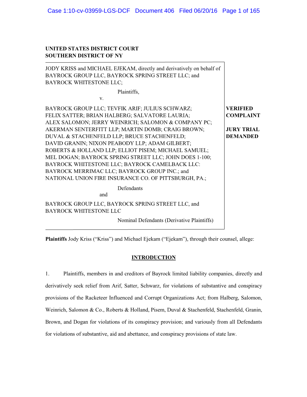 Case 1:10-Cv-03959-LGS-DCF Document 406 Filed 06/20/16 Page 1 of 165