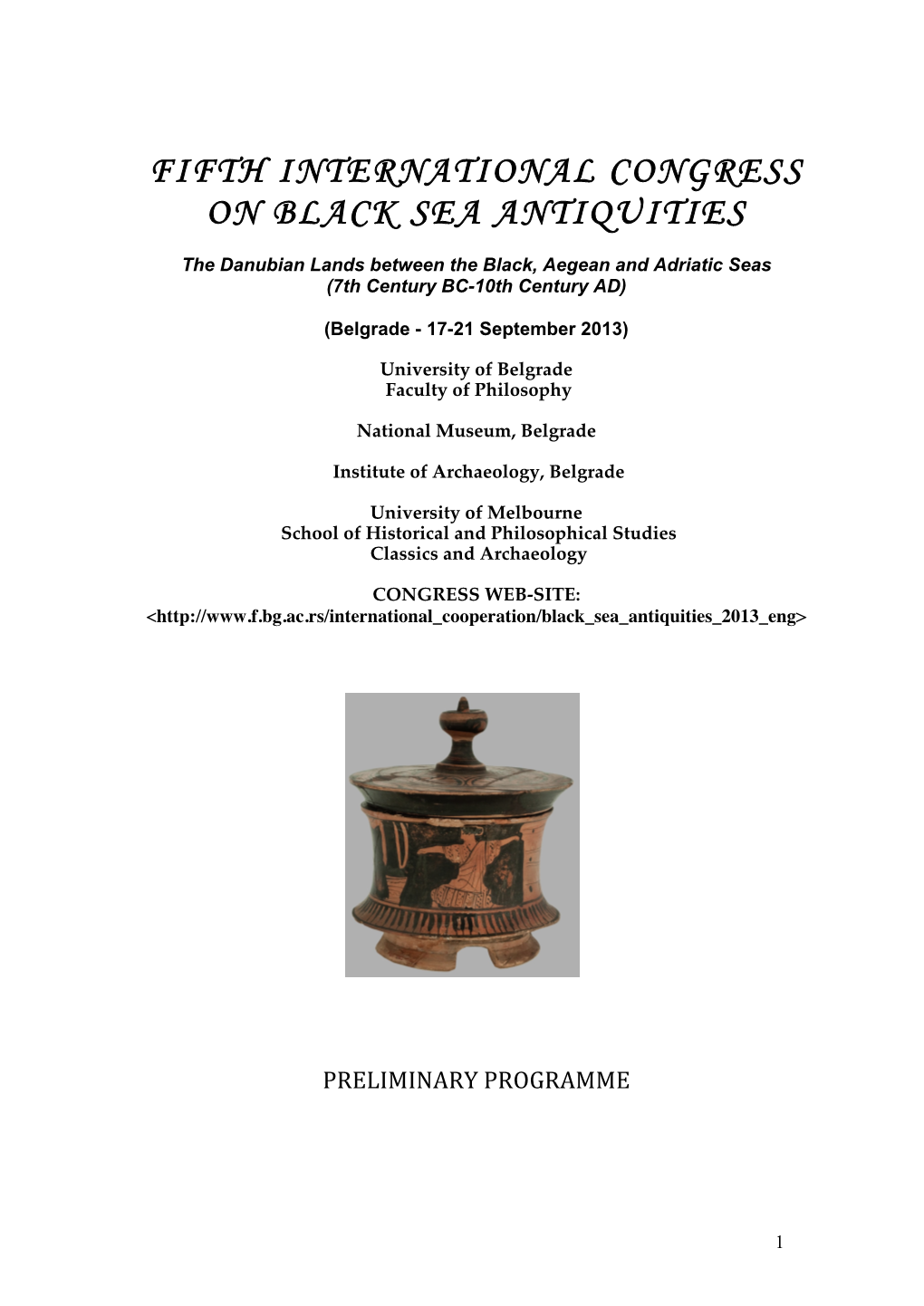 Fifth International Congress on Black Sea Antiquities