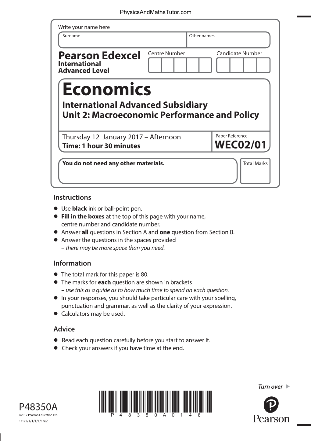 Unit 2 Edexcel Economics A-Level