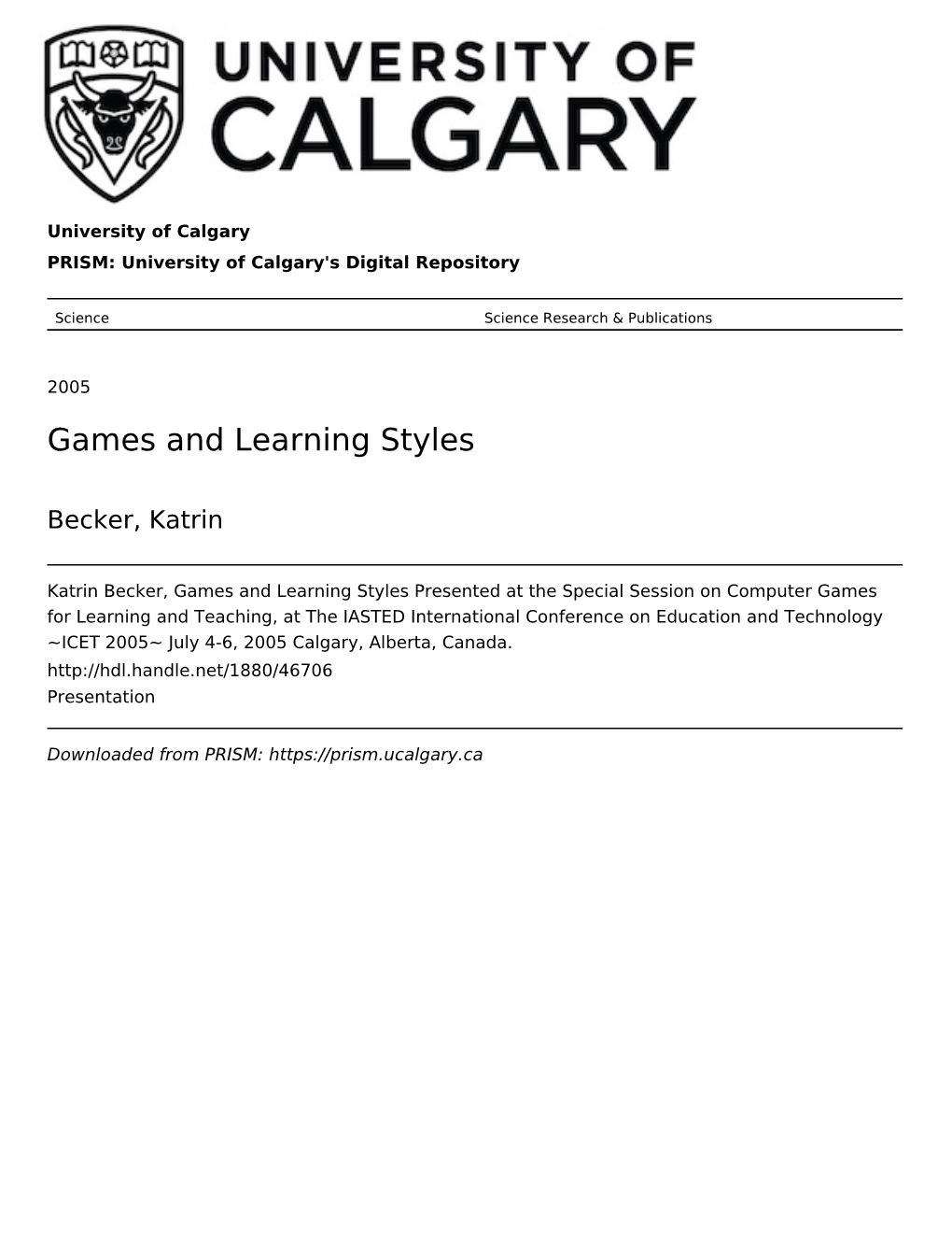 Games and Learning Styles