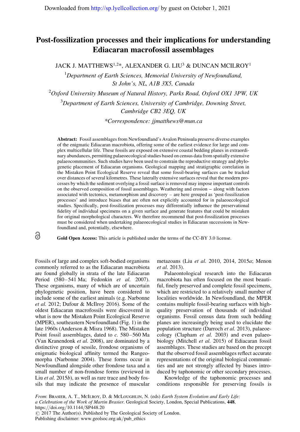 Post-Fossilization Processes and Their Implications for Understanding Ediacaran Macrofossil Assemblages