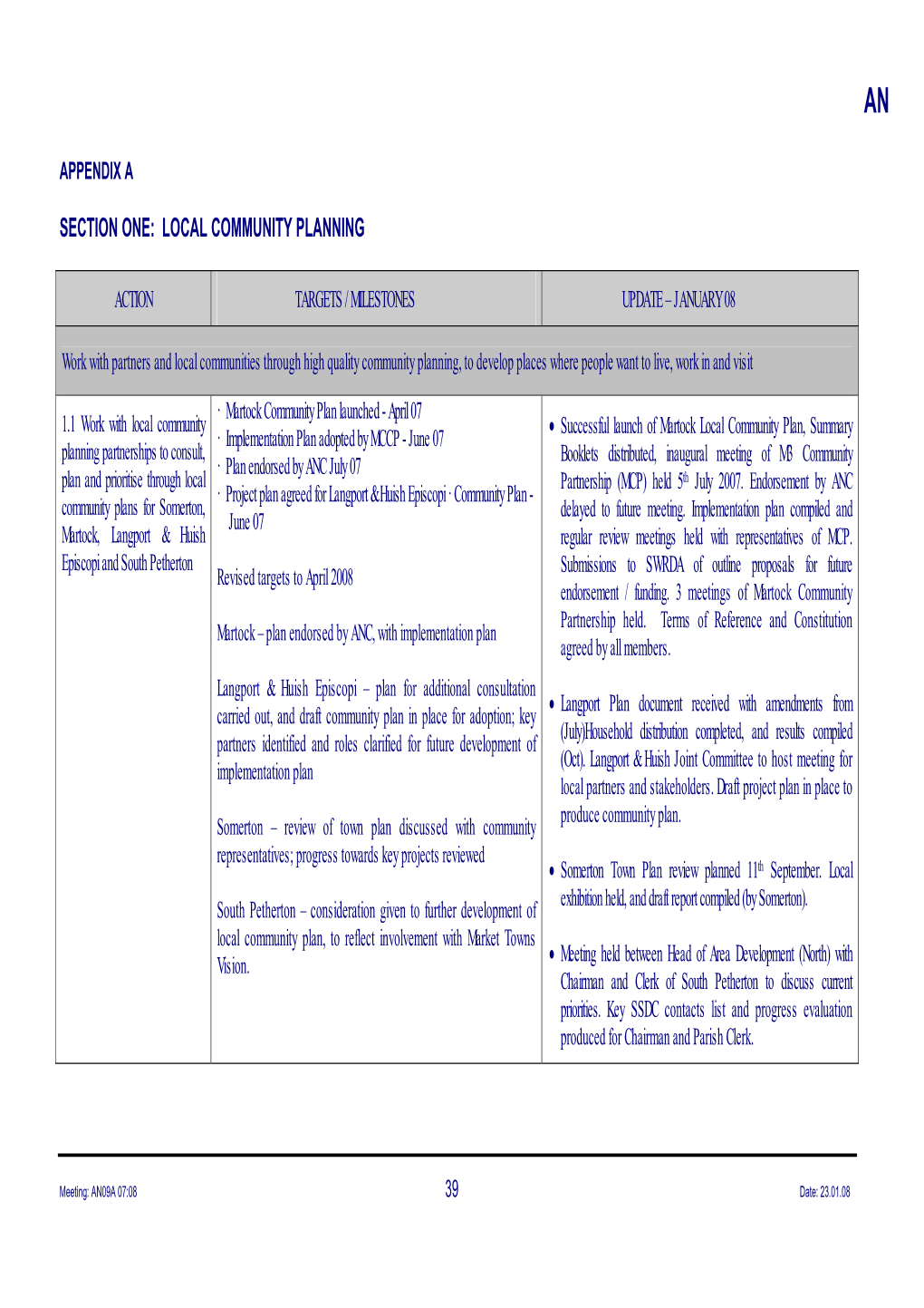 Section One: Local Community Planning