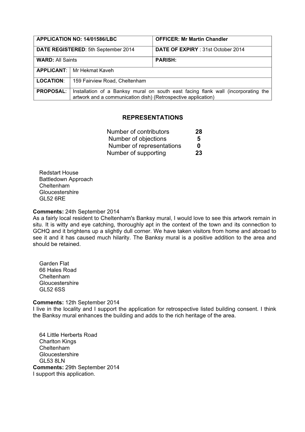 14/01586/LBC OFFICER: Mr Martin Chandler