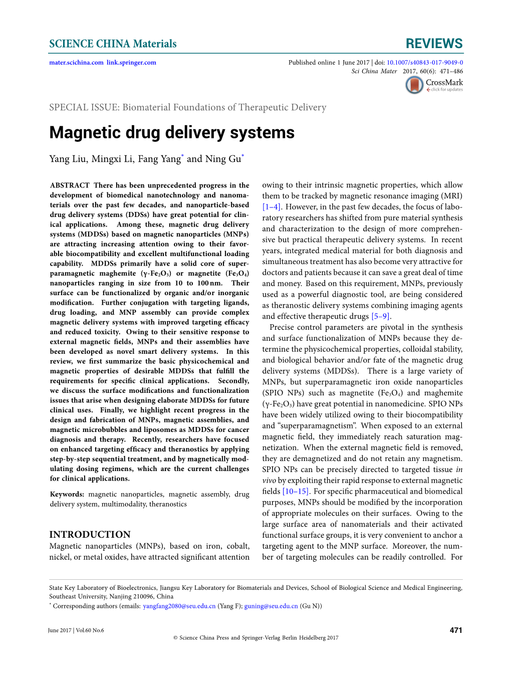 Magnetic Drug Delivery Systems