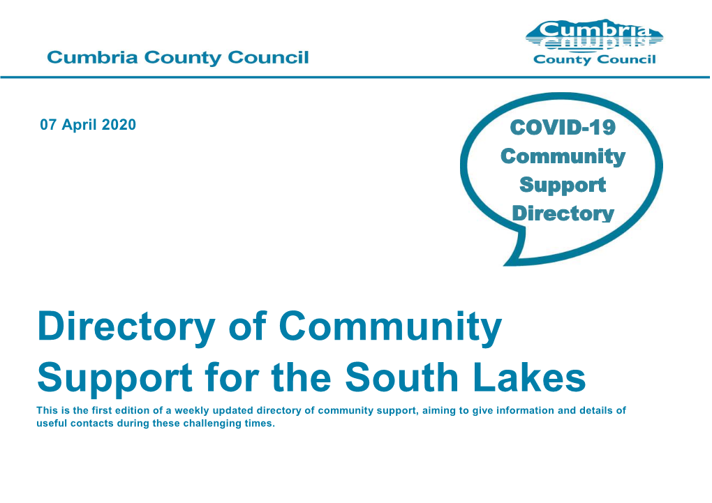 Directory of Community Support for the South Lakes