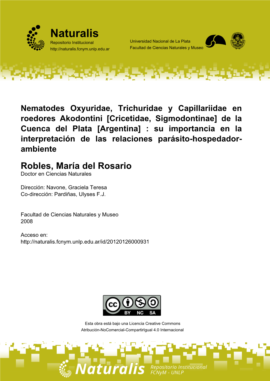 Nematodes Oxyuridae, Trichuridae Y Capillariidae En