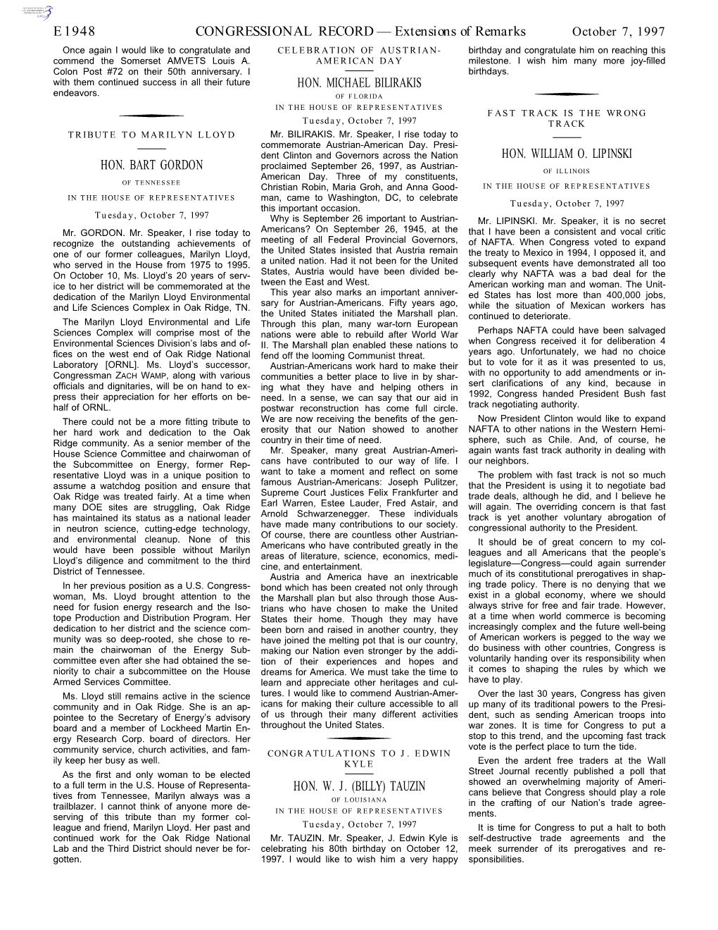 CONGRESSIONAL RECORD— Extensions Of