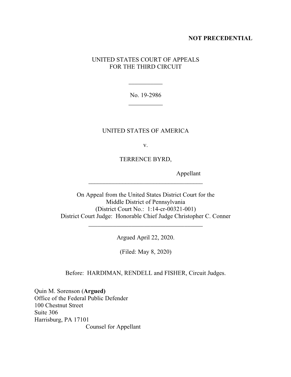 No. 19-2986 UNITED STATES of AMERICA V. TERREN