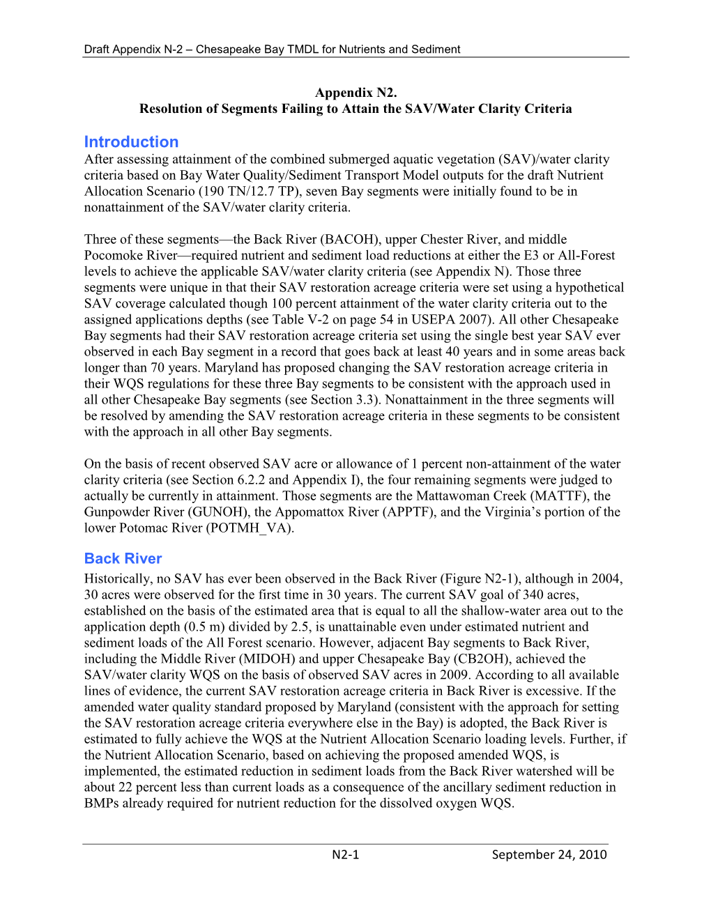 Appendix N2 SAV Clarity Segment Resolution.Pdf (613.98