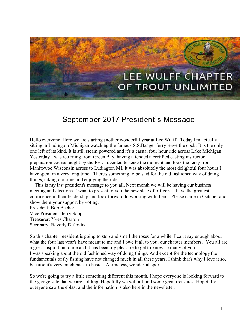 September 2017 President's Message