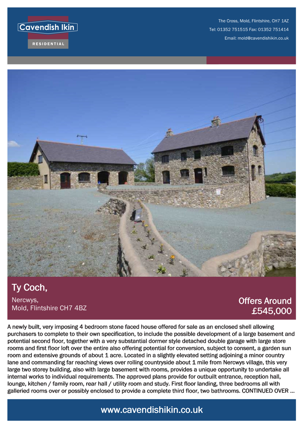 Ty Coch, Nercwys, Offers Around Mold, Flintshire CH7 4BZ £545,000