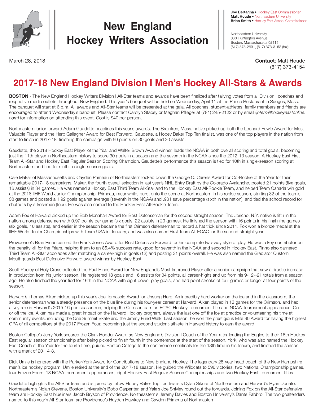 New England Hockey Writers Association