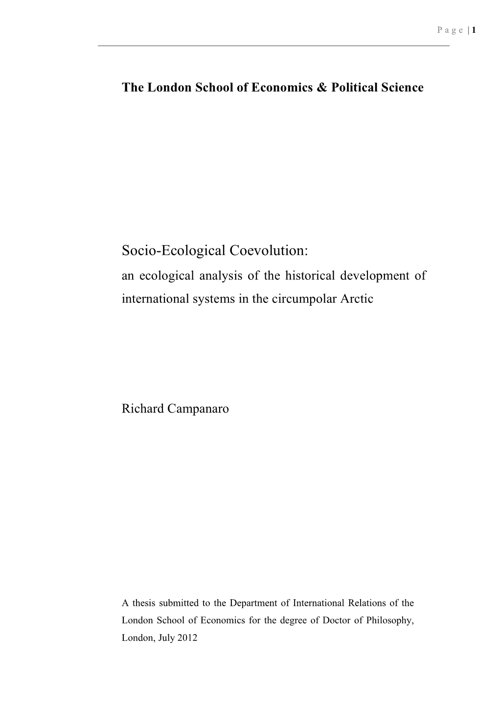 Socio-Ecological Coevolution: an Ecological Analysis of the Historical Development of International Systems in the Circumpolar Arctic