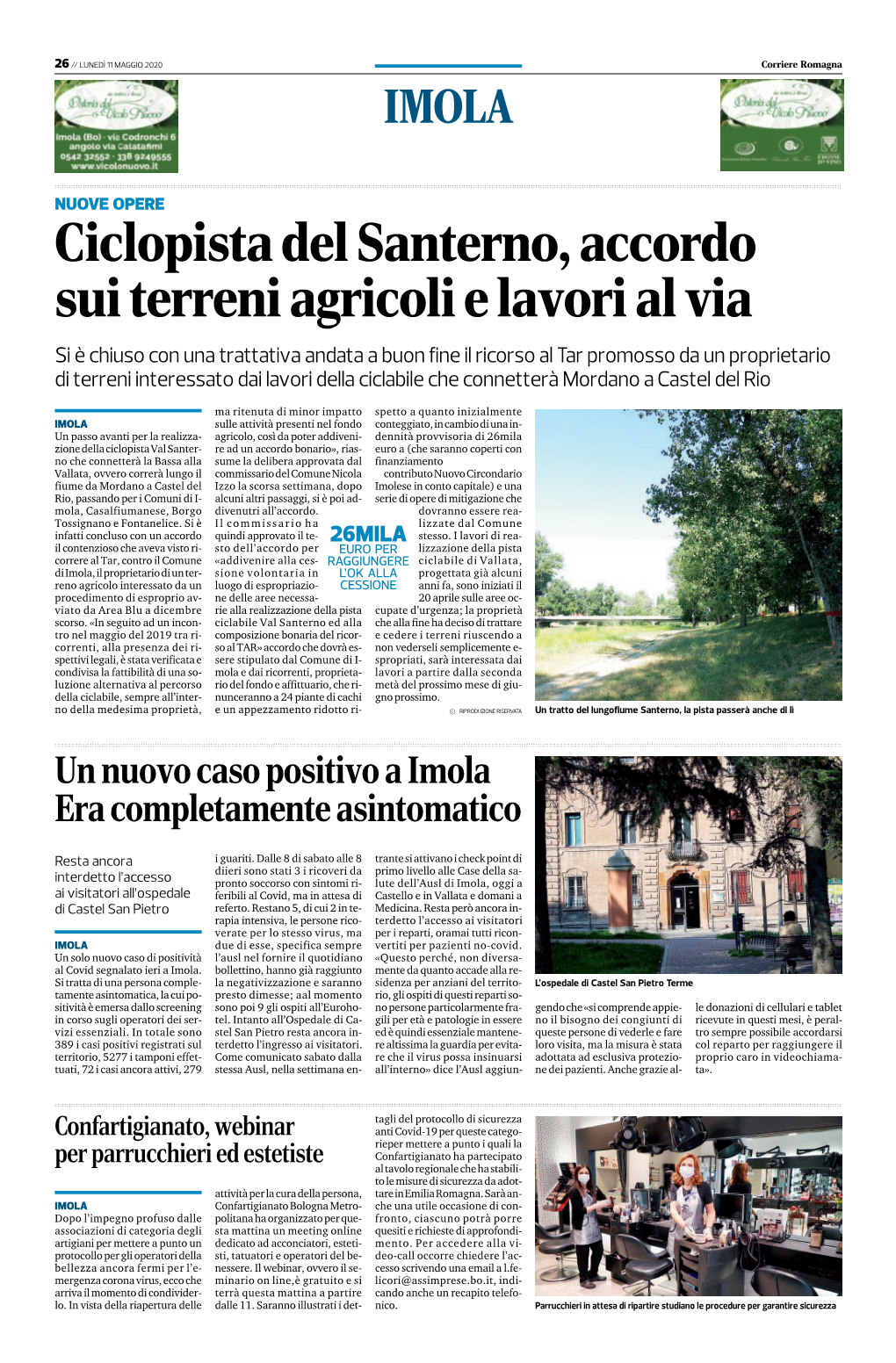 Ciclopista Del Santerno, Accordo Sui Terreni Agricoli E Lavori Al