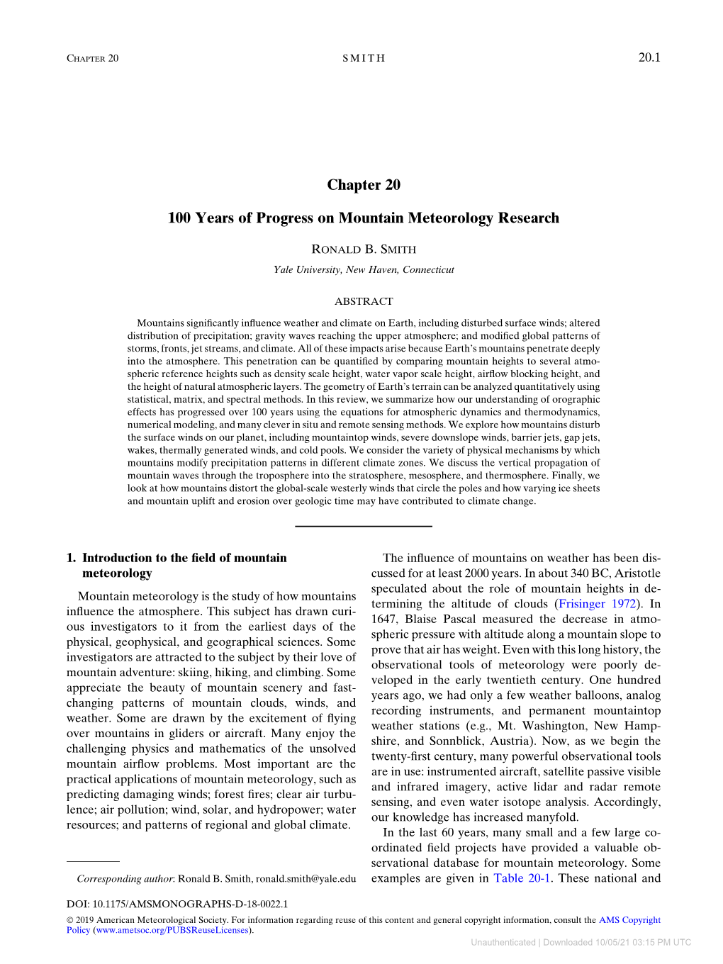 Downloaded 10/05/21 03:15 PM UTC 20.2 METEOROLOGICAL MONOGRAPHS VOLUME 59