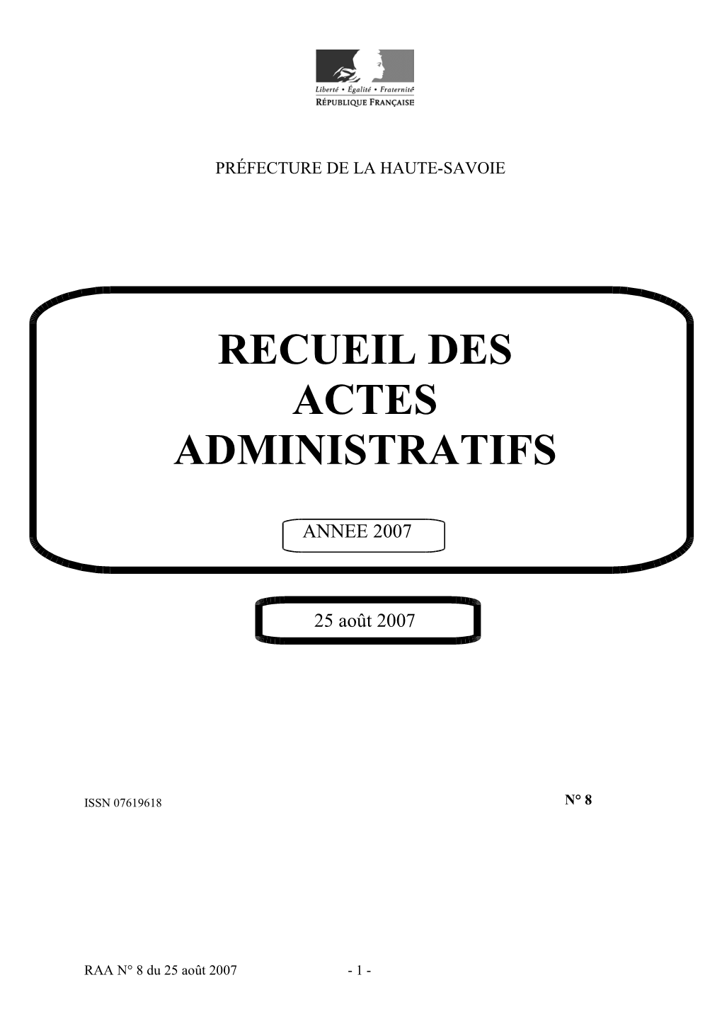 Recueil Des Actes Administratifs